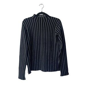 Zara Womens Knit Turtleneck Sweater Size M Preppy Minimalist Office Striped‎